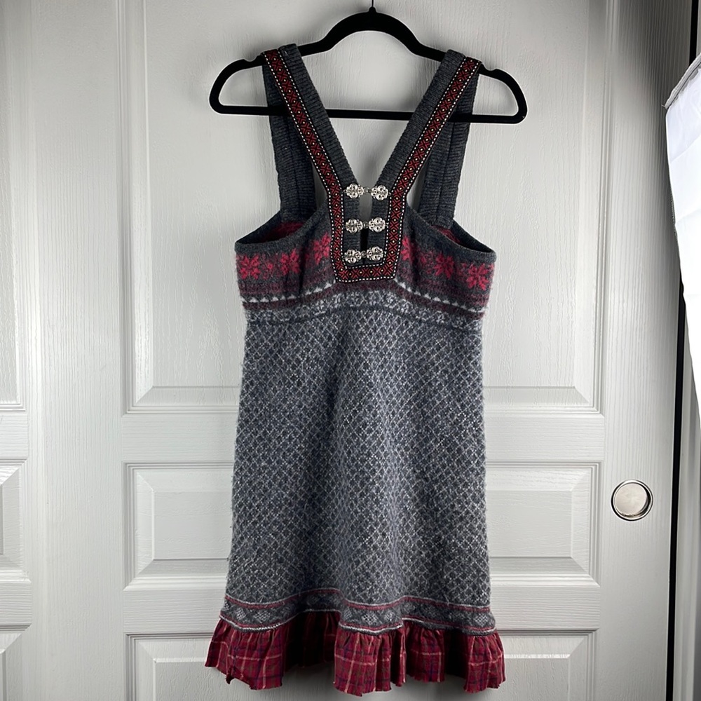 Free People Charcoal and Burgundy Knit Mini Dress